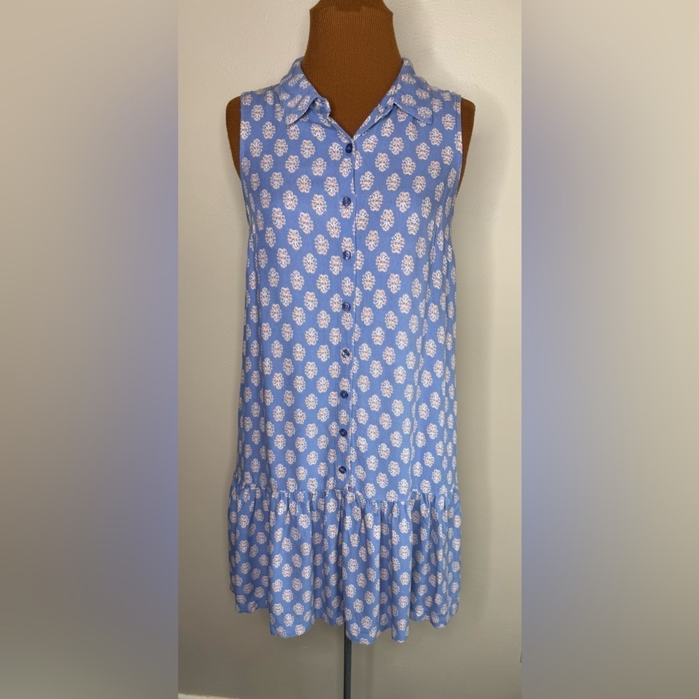 Lucky Brand Breezy Sleeveless Shirt Dress Ruffle Hem Size Small
